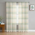 thumbnail image 1 of Farmhouse Grid Semi Sheer Curtains 84 Inch Length 2 Panels Set,Country Minimalistic Geometric Plaid Lattice Sheer Kitchen Curtain Privacy Voile Window Curtain for Living Room Rod Pocket Drapes, 1 of 7