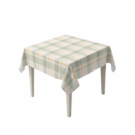 Farmhouse Grid, Suqare Tablecloth - 54 x 54 Inch, Country Minimalistic Geometric Plaid Lattice Waterproof & StainResistant Tablecloth, Oil-proof Table Cover for Dining/Party/Wedding/Camping/Buffet
