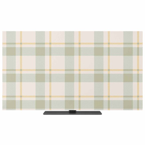 Farmhouse Grid TV Dust Cover,Stretchable TV Screen Desktop Computer Protector Cover,Country Minimalistic Geometric Plaid Lattice Television Dustproof Slipcover for 19–24 Inch Flat or Curved TVs
