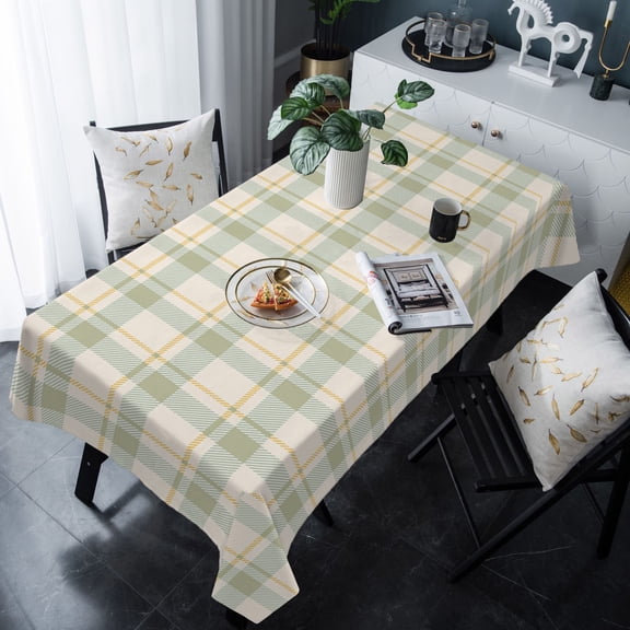 Farmhouse Grid, Tablecloth Rectangle Table Cloths 54x108 , Waterproof Tablecloth Outdoor Table Cloth, Country Minimalistic Geometric Plaid Lattice Washable Table Cover for Kitchen Dining Party