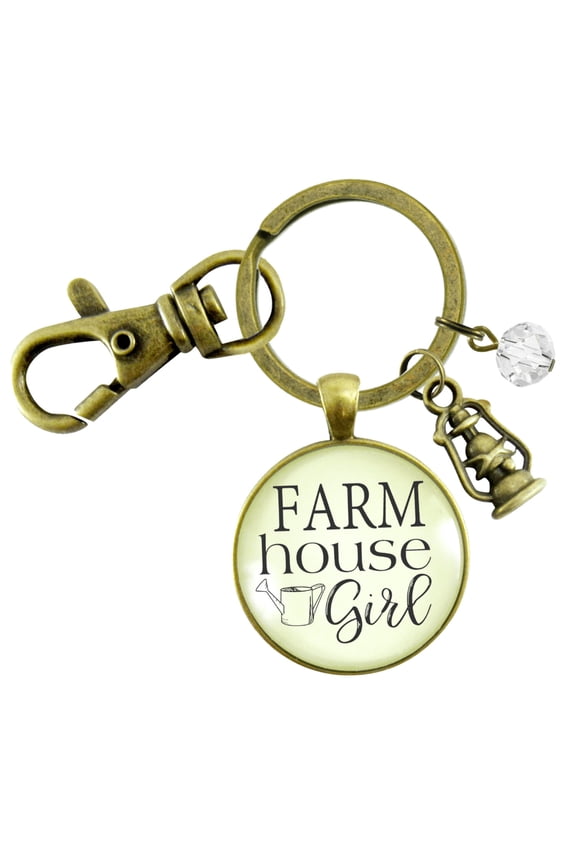 Farmhouse Gutsy Goodness Bronze Keychain Southern Charm Jewelry Oil Lamp Charm