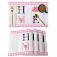 thumbnail image 1 of Farmhouse HOME Placemats Set of 8 Rustic Tulip Pink White Plaid Wooden Place Mats Indoor Wipeable Table Mats Washable Cloth Dining Table Placemats for Kitchen Holiday Party Home Decor 13x19 Inch, 1 of 9