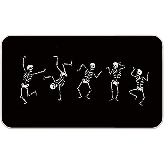 Farmhouse Halloween Funny Skeleton Gothic Skull Dancing 30 x 17 Inches Entryway Door mat,Front Door Entrance Outdoor Porch Home Decor,Halloween Skull Lover Fall Gifts