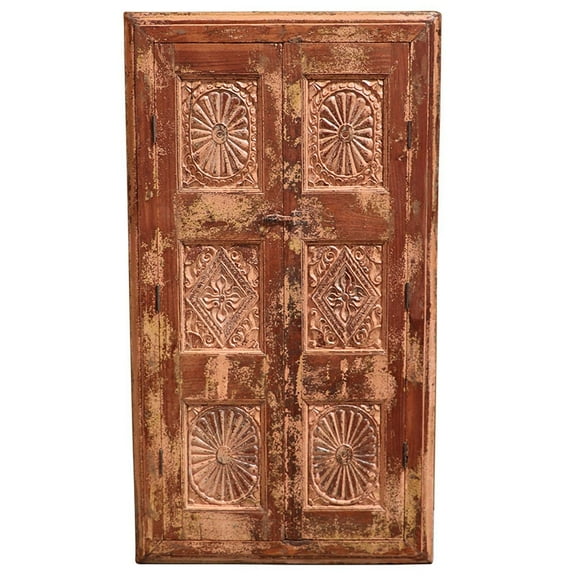 Farmhouse Handmade Hand Carved Window | Distressed Unique Decorative Wall Panel | Unique Wall Hanging Indian Furniture | Vintage Window