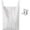 Farmhouse Hanging Laundry Hamper with 2 Hooks, Boho Beige & Gray