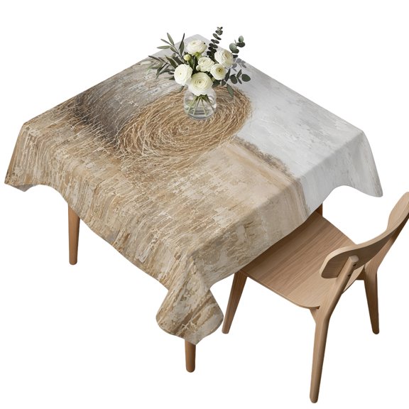 Farmhouse Hay Bale Suqare Tablecloth - 60 x 60 Inch, Rustic Country Vintage Field Waterproof & StainResistant Tablecloth, Washable Oil-proof Table Cover for Dining/Party/Wedding/Camping/Buffet