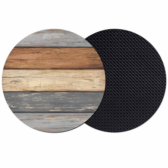 Farmhouse Haze Blue Brown Coasters Set of 2, Absorbent Coasters for Drinks, Vintage Wooden Striped Coaster for Desk Coffee Table Protection, Home Decor House Warming Gifts 4"