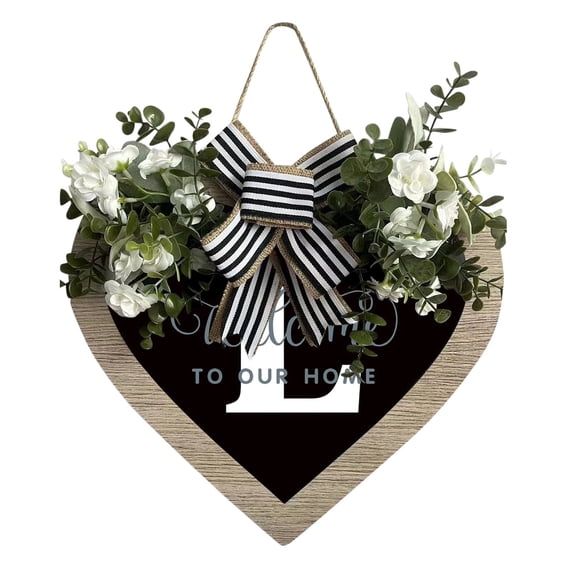 Farmhouse Heart Door Sign Custom Last Name Decorative Hanging Welcome For Your Home Entryway