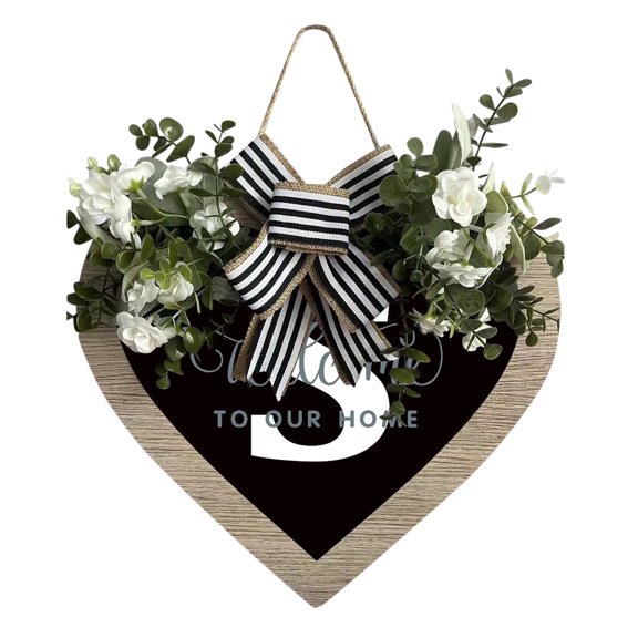Farmhouse Heart Door Sign Customizable Last Name Decorative Hanging Welcome For Outdoor Entryway