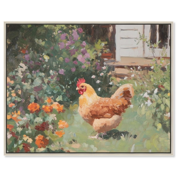 Farmhouse Hen II Canvas Print Farmhouse Art by Art Remedy, Silver Frame, 24 x 20