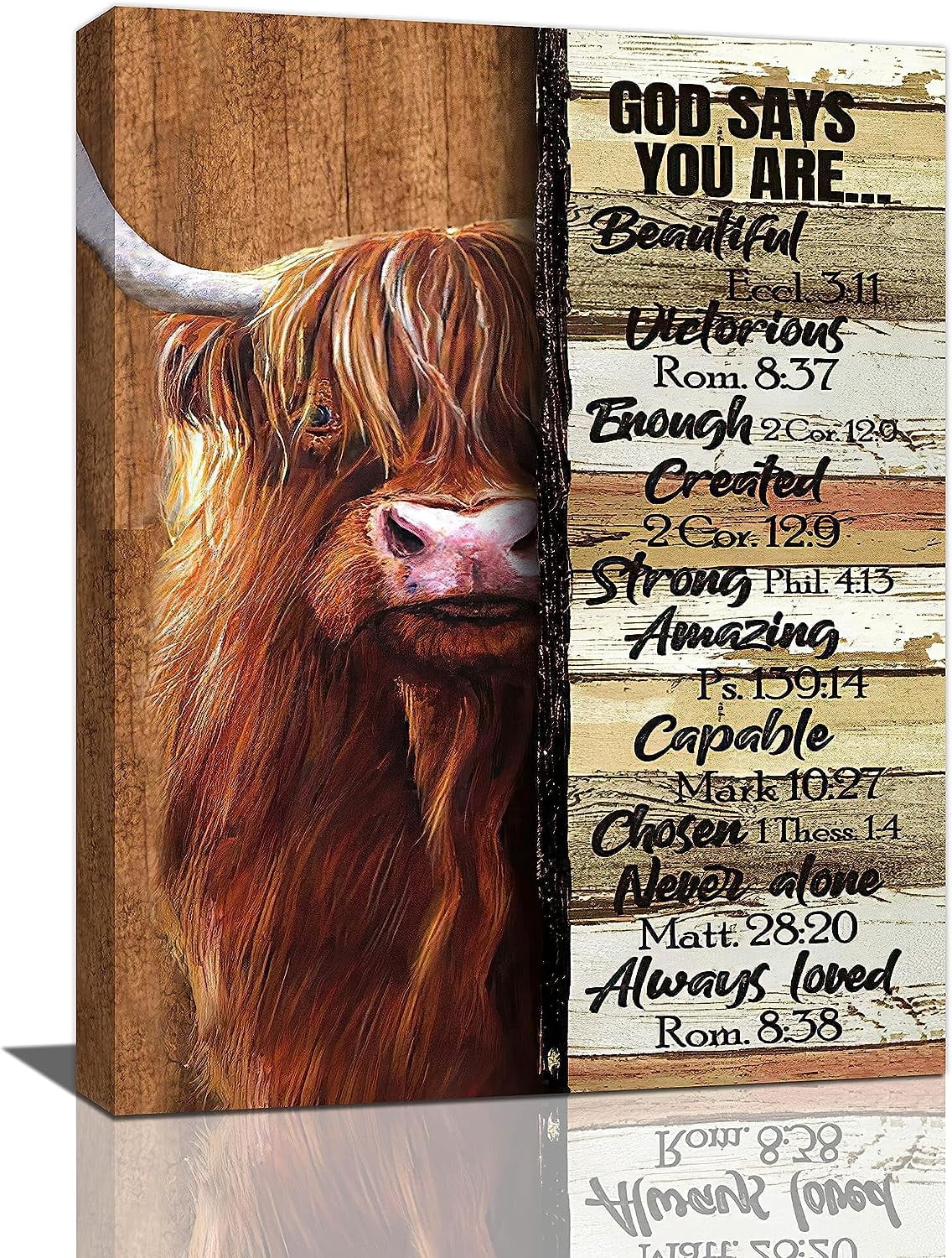 Farmhouse Highland Cow Decor Wall Art Farm Cow Inspirational Quotes God ...