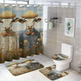thumbnail image 1 of Farmhouse Highland Cow Funny Cattle And Flower 4PCS Shower Curtain Sets with Rugs with Non-Slip Bath Mat Toilet Rug，72" X 72", 1 of 8