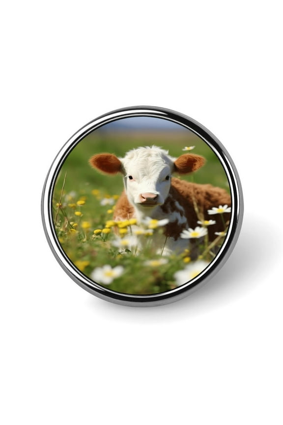 Farmhouse Highland Cow Funny Cattle And Flower Custom Round Lapel Pin Personalized Brooch Badge Hat Clothing Jewelry Accessories for Wedding Party
