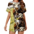 thumbnail image 1 of Farmhouse Highland Cow Funny Cattle And Flower Pajamas Set Womens Loungewear Sleepwear 2 Piece PJ Sets, 1 of 7