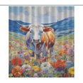 thumbnail image 1 of Farmhouse Highland Cow Funny Cattle And Flower Shower Curtain Modern Home Bathroom Bathtub Decor Waterproof Fabric with 12PCS Hooks, 1 of 8