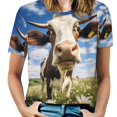 thumbnail image 1 of Farmhouse Highland Cow Funny Cattle And Flower T Shirts Basic T-Shirt Short Sleeve Ladies Tee Shirt Summer Graphic Clothing, 1 of 6