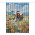 thumbnail image 1 of Farmhouse Highland Cow Funny Cattle And Flower Waterproof Polyester Quick-Drying Shower Curtain for Bathroom with 12 Hooks, 1 of 8