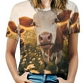 thumbnail image 1 of Farmhouse Highland Cow Funny Cattle And Flower Women's T-Shirt Short Sleeve T Shirts Tops Tee Ladies Loose T, 1 of 6