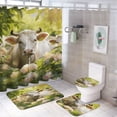thumbnail image 1 of Farmhouse Highland Cow Funny Cattle And Flower 4 Pcs Shower Curtain Set with Rug Bathroom Sets with Waterproof Fabric And Non-Slip Rugs Toilet Lid Cover Bath Mat Decor with Hooks, 1 of 8