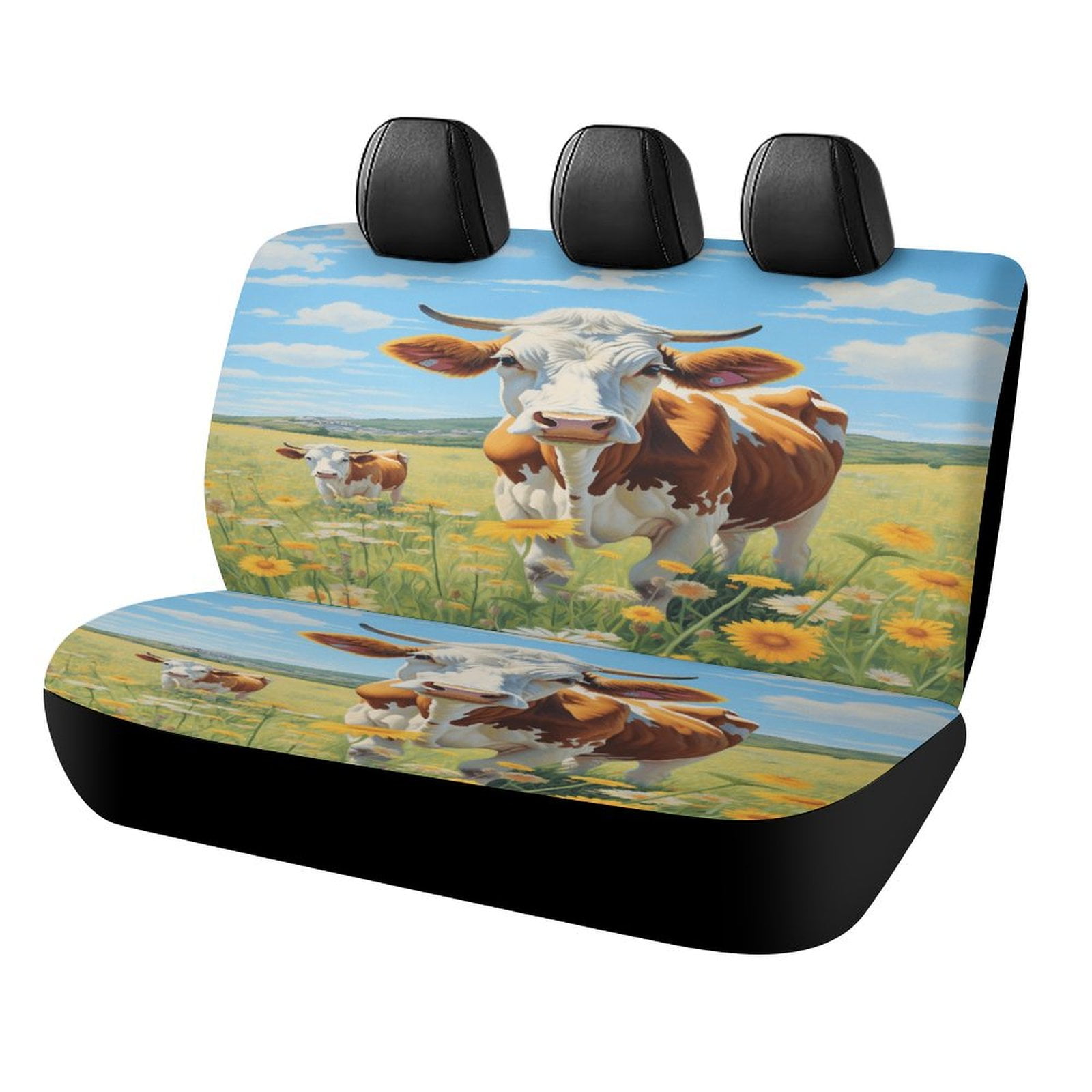 Chririnla Highland Cow Car Seat Cover Full Set14 Piece,Car Coaster Auto Rear View - View #10