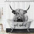 thumbnail image 1 of Farmhouse Highland Cow Get Naked Shower Curtain Western Rustic Cattle in Bathtub Shower Curtain for Bathroom Set Funny Animal Wooden Country Shower Curtain for Bathtub Decoration 72x72 Inch, 1 of 6