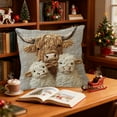 thumbnail image 1 of ​Farmhouse Highland Cow Pillow Cover, 3-Cow Family Faux Embroidery Print, Brown and White Animal Theme Throw Pillow for Sofa Bedroom, Rustic Home Decor​​ Multicolor, 1 of 6