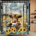 thumbnail image 1 of Farmhouse Highland Cow Shower Curtain, Retro Cow Shower Curtain Set Animal Sunflower Bathroom Curtain Decor, Waterproof Rustic Bull Western Farm Bath Curtain with 12 Hooks, 72X72in, 1 of 4