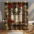 Farmhouse Holiday Shower Curtain Set Festive Bathroom Decor with Rustic