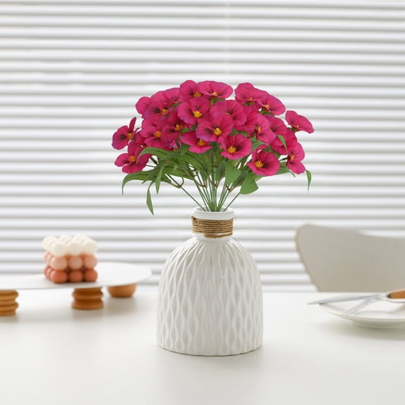 Farmhouse Home Decor Artificial Pansy Flowers, Realistic Silk Faux Pansy Ornaments, Rustic Floral Decor for Tiered Tray Shelf Mantel Wedding Hotel Decor