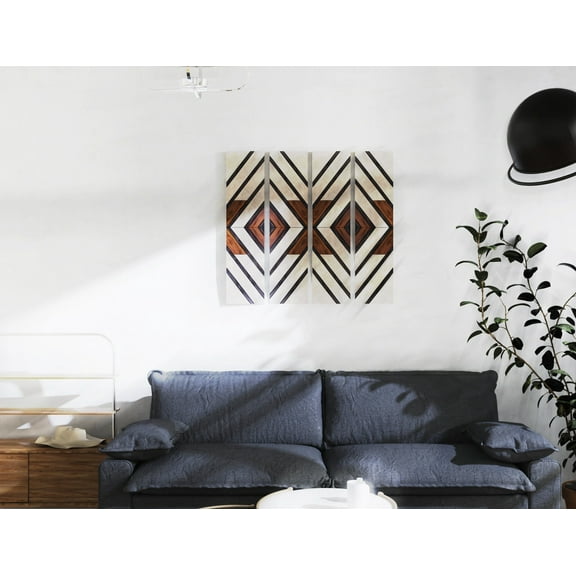 Farmhouse Home Decor Wooden Art Diamond Sign, Wood Geometric Wall Hanging Boho Wall Art Prints on Wood for Apartment Bedroom Living Room