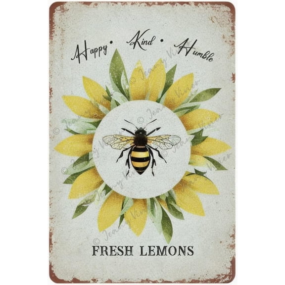 Farmhouse Honey Bees and Lemons Hanging Metal Tin Sign, Bee Decor, Bee Motivational Quote Sign, Gift for Women Men Girl Boy Friends Boss Co-Worker, Antique Tin Sign Bee Gifts 5.5x8 Inches