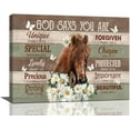 thumbnail image 1 of Farmhouse Horse Daisy Wall Art Country Horse Butterflies Farmhouse Pictures Rustic Horse Decor Canvas Painting Modern Decorations Framed Artwork for Bathroom Living Room Kitchen Bedroom 16"x12", 1 of 6