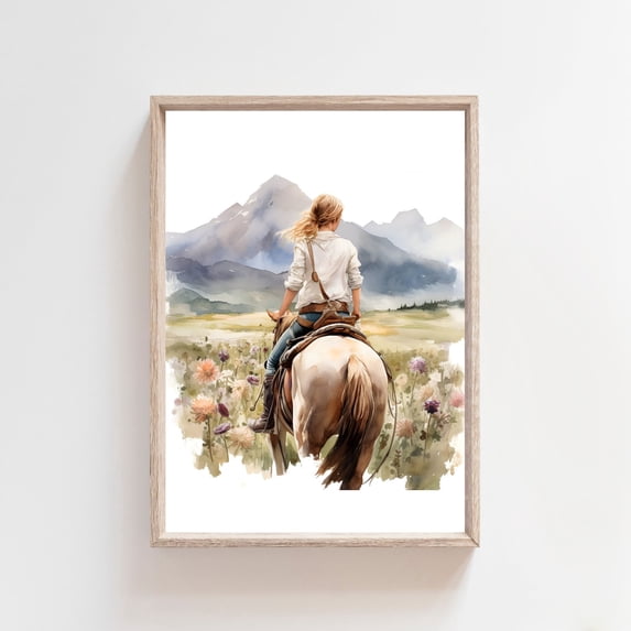 Farmhouse Horse Decor Photography Teen Girl Room Decor, Stretched Canvas 16x20in