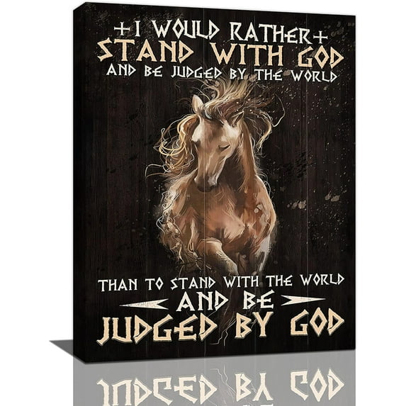 Farmhouse Horse Wall Art Christian Horse Pictures Religious Spiritual Scripture Canvas Prints Painting Rustic Country Animal Motivational Framed Artwork for Bathroom Bedroom Living Room 12"x16"