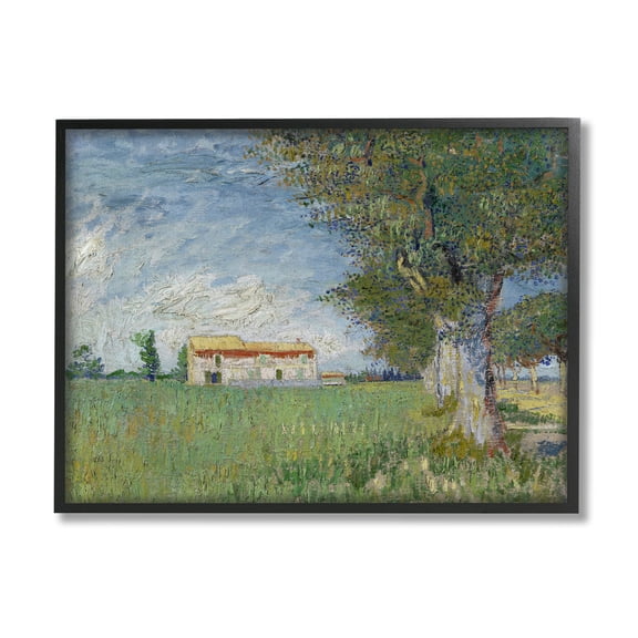 Farmhouse In The Corn Van Gogh Landscape Landscape Painting Black Framed Art Print Wall Art