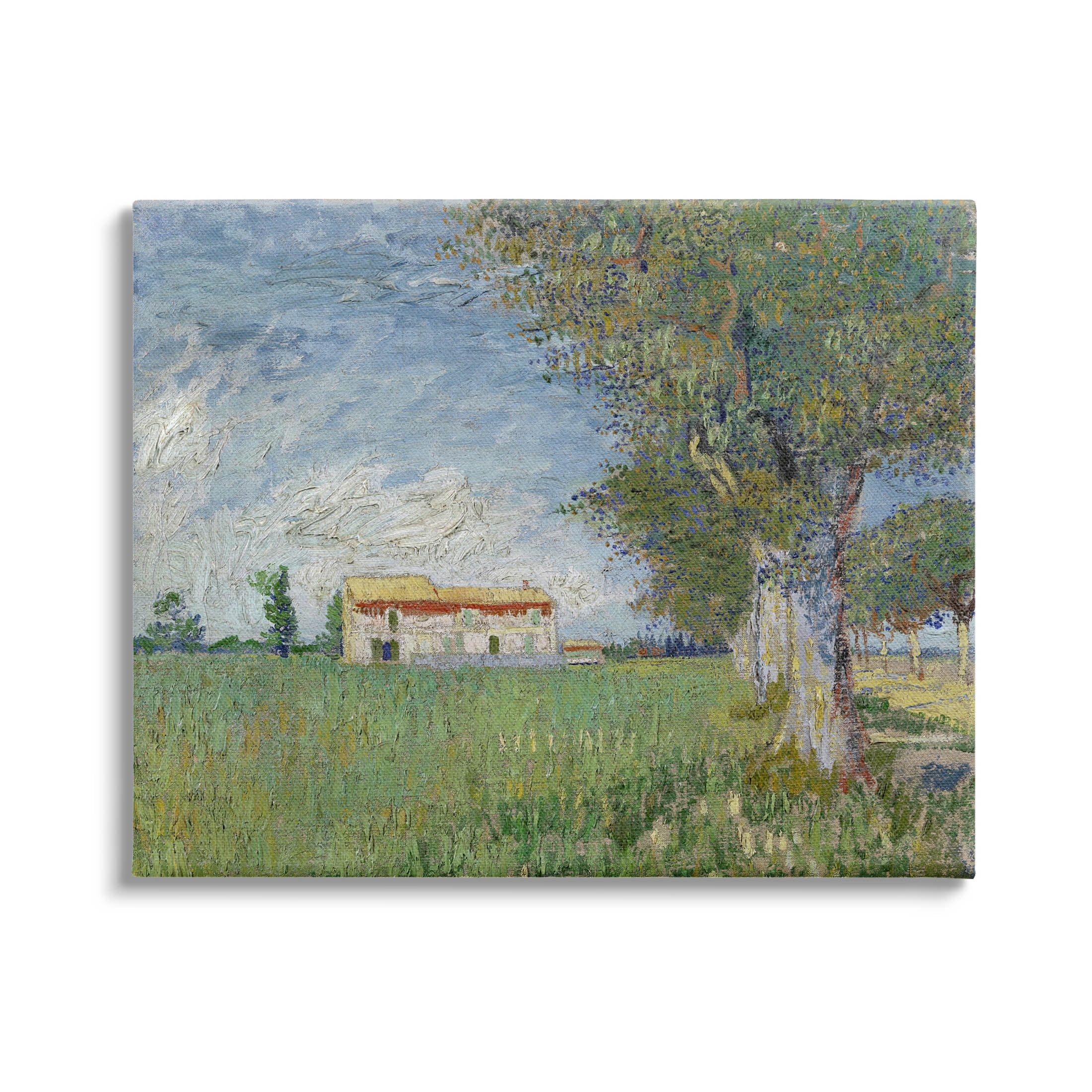 Farmhouse In The Corn Van Gogh Landscape Landscape Painting Gallery Wrapped Canvas Print Wall Art