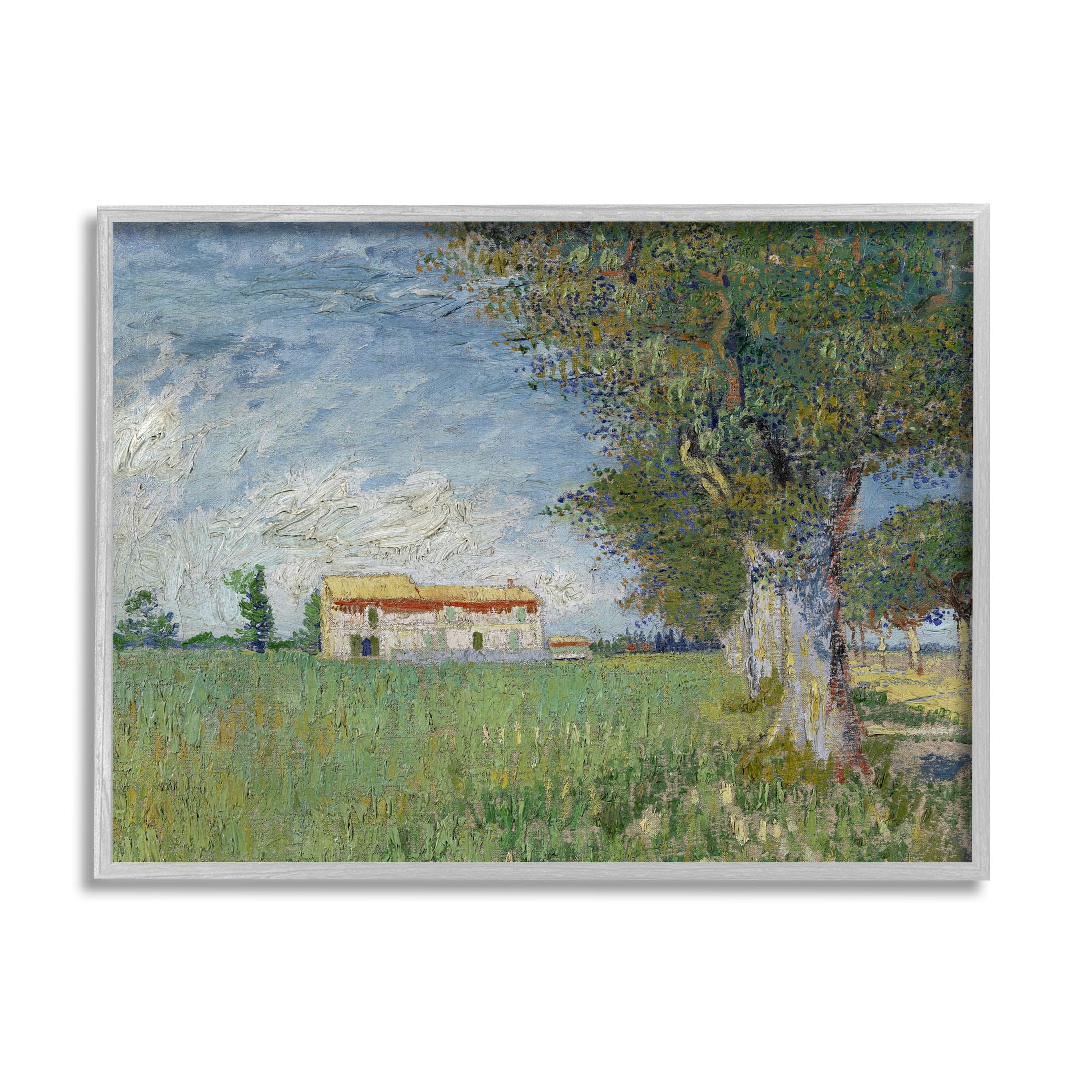 Farmhouse In The Corn Van Gogh Landscape Landscape Painting Gray Framed Art Print Wall Art