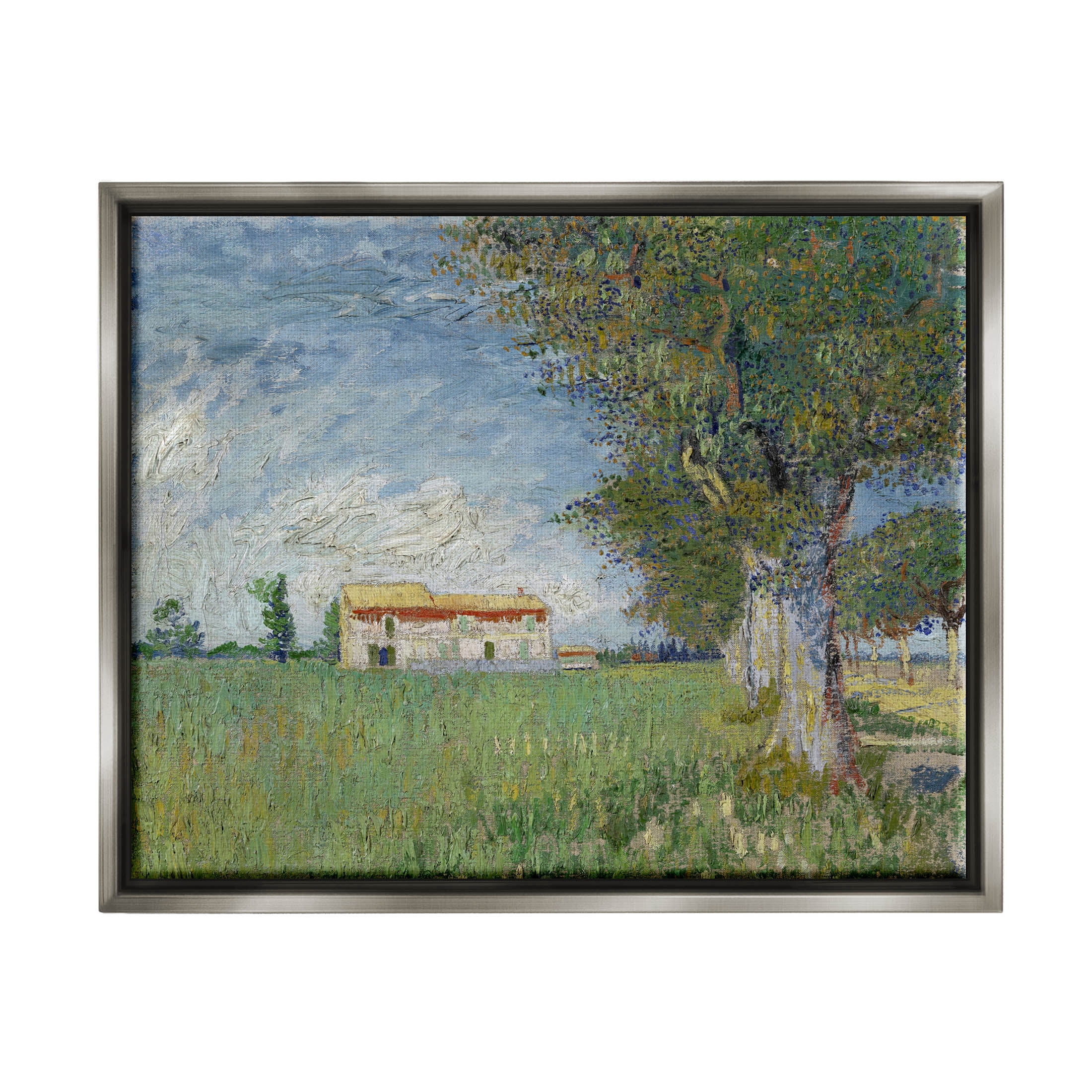 Farmhouse In The Corn Van Gogh Landscape Landscape Painting Luster Gray Framed Art Print Wall Art