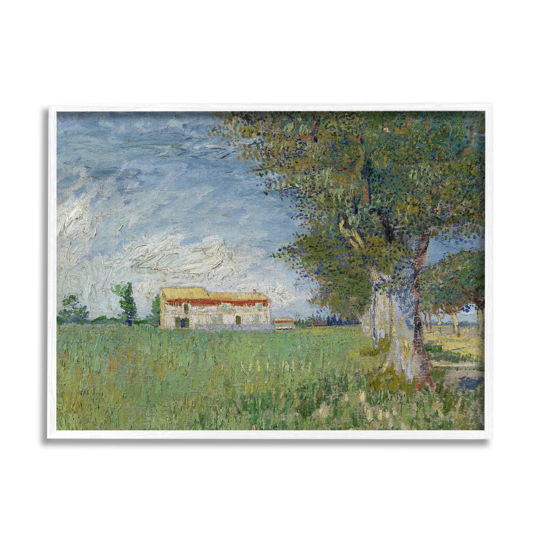 Farmhouse In The Corn Van Gogh Landscape Landscape Painting White Framed Art Print Wall Art
