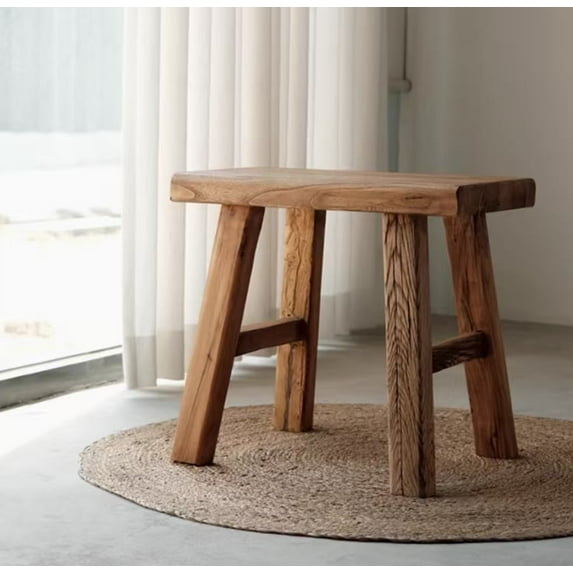 Farmhouse Indoor Wooden Living Room Dining Bench,indoor Natural Bench,Asian Wood Kitchen Entryway Bench With Armless Design And Short Height, Solid Wood Bench For Living Room, Hallway