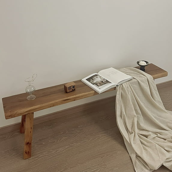 Farmhouse Indoor Wooden Living Room Dining Bench,indoor Natural Bench,Asian Wood Kitchen Entryway Bench With Armless Design And Short Height, Solid Wood Bench For Living Room, Hallway
