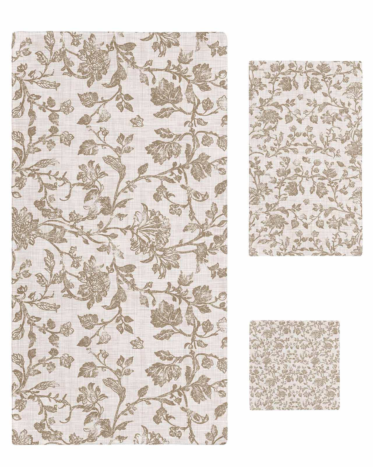 Farmhouse Khaki Bath Towels for Bathroom Set,Luxury Microfiber Towels Gifts for Women,Quick Dry Beach Kitchen Hand Hair Face Towel and Dish Washcloth,Vintage Flower Leaf Botanical Plant Towels+Set