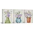 thumbnail image 1 of Farmhouse Kitchen Canvas Wall Art - Rustic Cotton Flowers in Vase Painting, Retro Farm Artwork, Home Cottage Cabin Decor, 12x16 Inch Each, 3 Pieces, 1 of 6