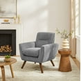 thumbnail image 1 of Gray Fabric Accent Arm Chair with Wood Legs, 1 of 5