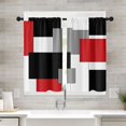 thumbnail image 1 of Farmhouse Kitchen Curtains Gray and Black Geometry Window Curtains Short Tier Curtains Over Sink, Red Abstract Modern Art Painting Decor Rod Pocket Window Drapes Set of 2 (26x36 Inch), 1 of 6