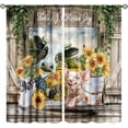 thumbnail image 1 of Farmhouse Kitchen Curtains, Rustic Farm Animals Rooster Chicken Pig Cow Sunflower Patterned Rural Country Style Window Curtains for Cafe Bedroom Living Room 2 Panels, 42"x63" Inch, 1 of 5