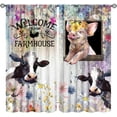 thumbnail image 1 of Farmhouse Kitchen Curtains, Rustic Farm Animals Wild Flower Printed Pig Cow Floral Patterned Rural Country Style Window Curtains for Cafe Bedroom Living Room 2 Panels, 42"x63" Inch, 1 of 6