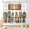 thumbnail image 1 of Farmhouse Kitchen Curtainsm, Rustic Fork and Spoon Woodern Plank Board Cook Theme Country Cottage Cafe Living Room Bedroom Window Curtains Drapes Treatments 2 Panels, 42"x63" Inch, 1 of 5