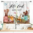 thumbnail image 1 of Farmhouse Kitchen Curtians, Rustic Country Fork and Spoon Cook Theme Rustic Vintage Cottage Blackout Cafe Living Room Bedroom Small Short Window Curtains Drapes Treatments 2 Panel Sets, 55x39 Inch, 1 of 4