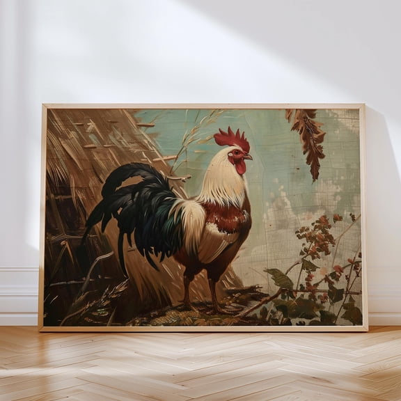 Farmhouse Kitchen Decor Rooster Wall Home Display Country Style Room Accent Rustic Design Kitchen Graphic Poster Unframed Paper Print